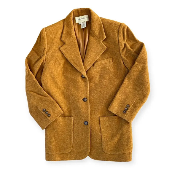 Eddie Bauer Jackets & Blazers - Vintage Eddie Bauer Oversized Mustard Yellow 3 Button 100% Wool Blazer size M